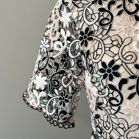 Shoshanna Lupe Guipure Lace Dress Flutter Short Sleeve Anthro Sz 4 Pale Pink NEW - Picture 7 of 16